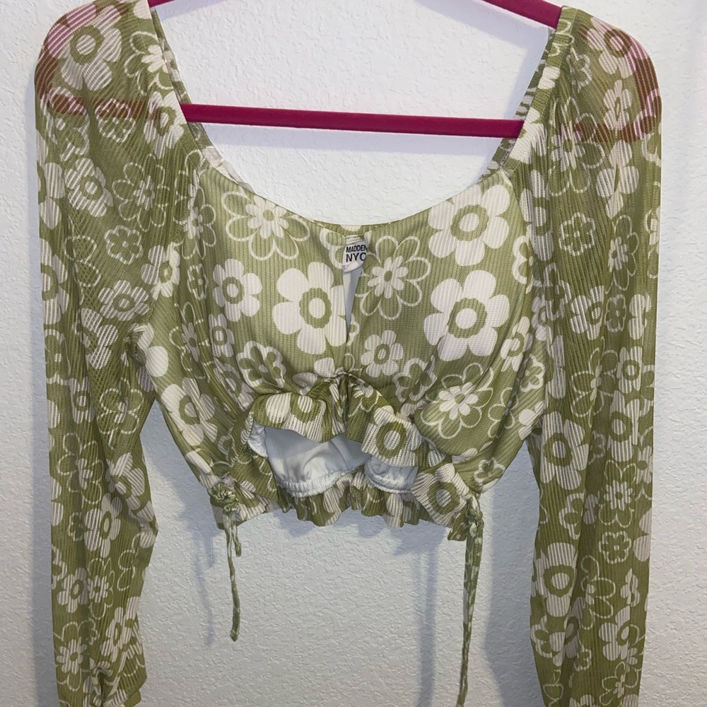Green and white Madden crop top!
